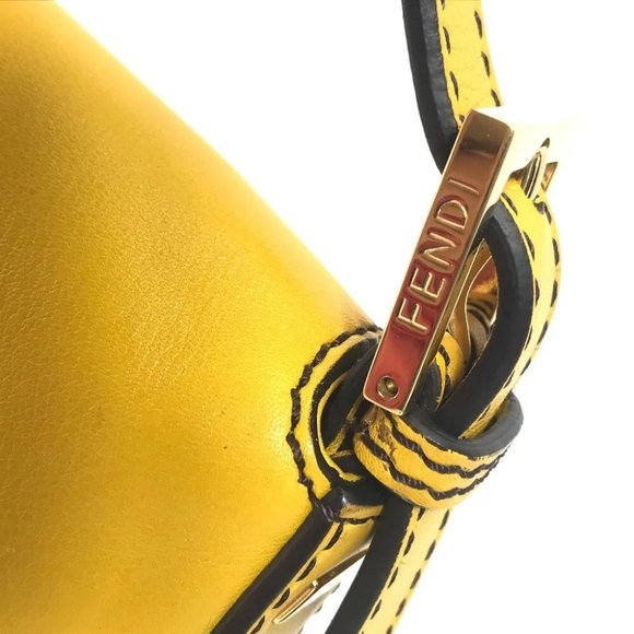 AUTHENTIC FENDI FF Mamma Baguette Bag 2WAY Hand Bag Leather yellow - Picture 8 of 15